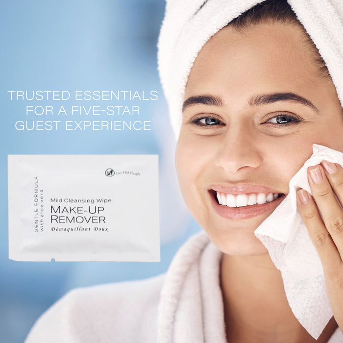 Makeup Remover Wipe for Hotel, AirBnB, VRBO, Vacation Rental (Case of 500)
