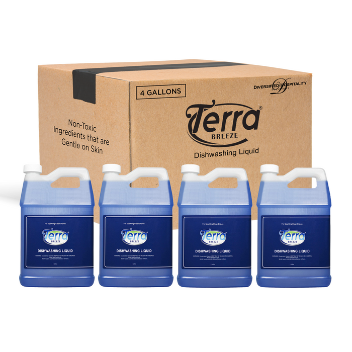 Terra Breeze Dish Soap Detergent | Gallon Size | Perfect to Refill Small Bottles | (Case of 4)