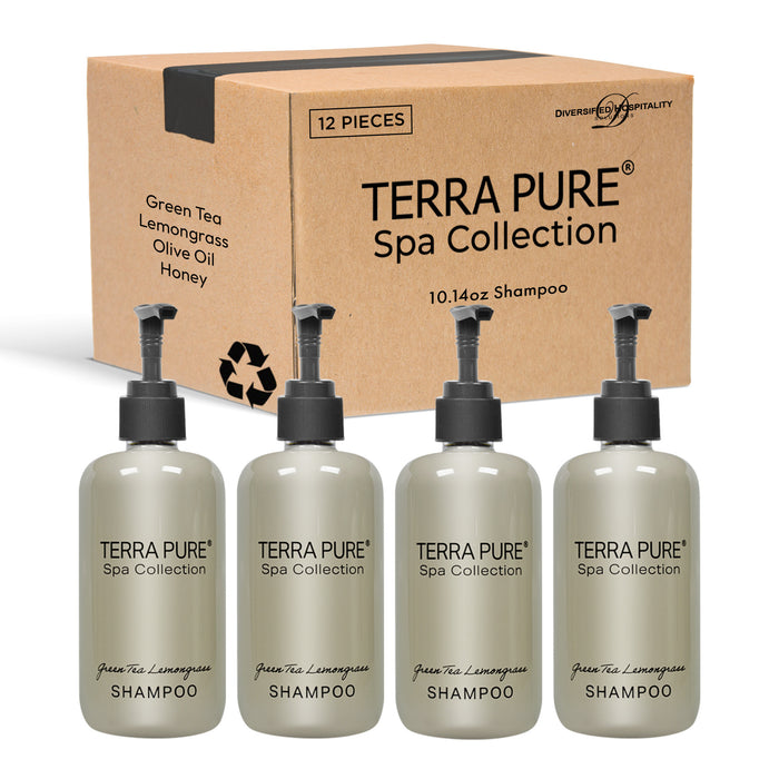 Terra Pure Shampoo | Spa Collection | Hotel Amenities in Pump Bottle | 10.14 oz. / 300 ml (Case of 12)
