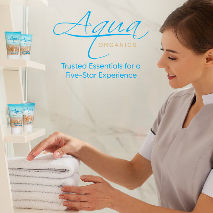Aqua Organics 1.0 oz. Toiletries Set | 1-Shoppe All-In-Kit Amenities For Hotels, Airbnb & Rentals | Hotel Shampoo & Conditioner, Body Wash, Body Lotion | 80 Piece Travel Set