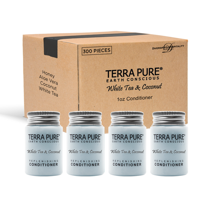 Terra Pure White Tea & Coconut Conditioner, Travel Size Hotel Amenities, 1 oz. (Case of 300)