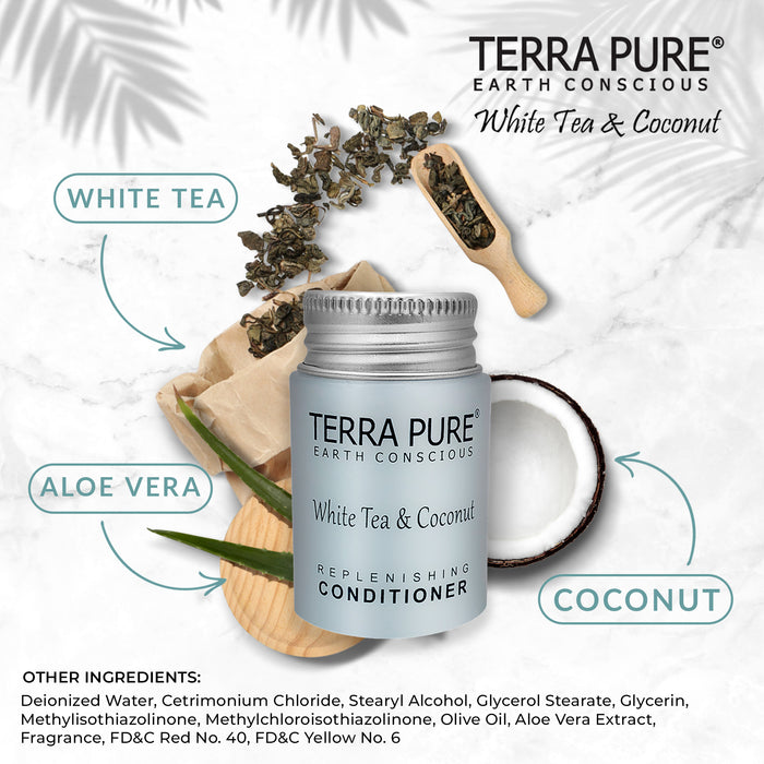 Terra Pure White Tea & Coconut Conditioner, Travel Size Hotel Amenities, 1 oz. (Case of 100)