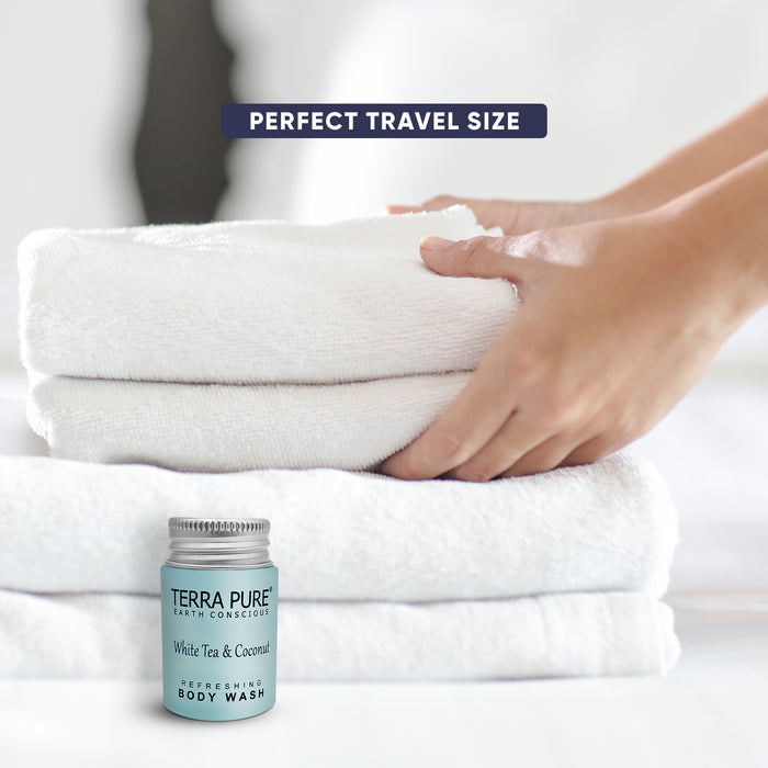 Terra Pure White Tea & Coconut Body Wash, Travel Size Hotel Amenities, 1 oz. (Case of 300)