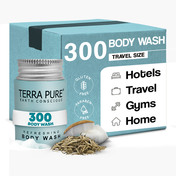 Terra Pure White Tea & Coconut Body Wash, Travel Size Hotel Amenities, 1 oz. (Case of 300)