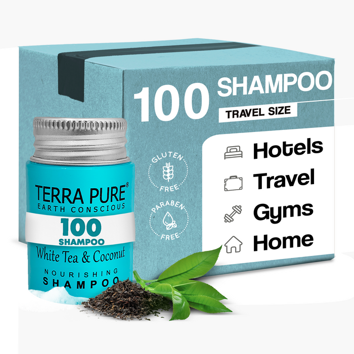 Terra Pure White Tea & Coconut Shampoo, Travel Size Hotel Amenities, 1 oz. (Case of 100)