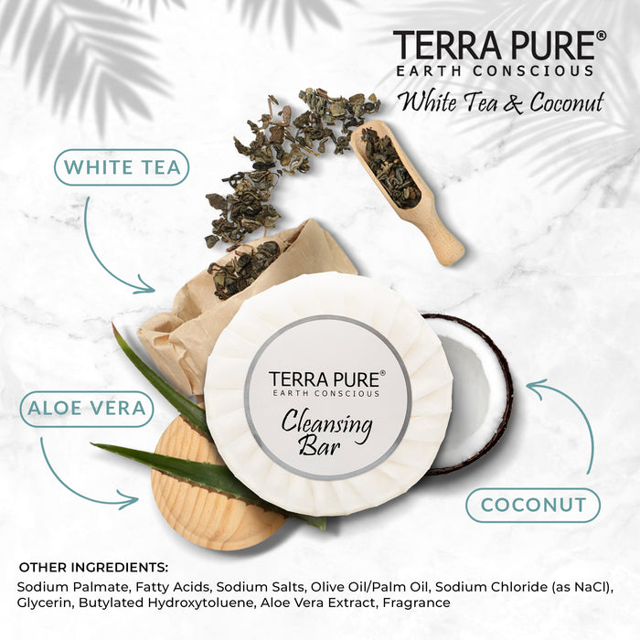 Terra Pure Aloe and Olive Oil Bar Soap, Travel Size Hotel Amenities, 0.6 oz (Pack of 300)