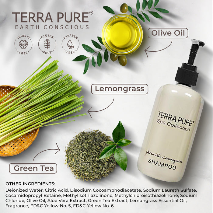 Terra Pure Shampoo | Spa Collection | Hotel Amenities in Pump Bottle | 10.14 oz. / 300 ml (Single Bottle)