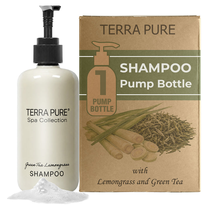 Terra Pure Shampoo | Spa Collection | Hotel Amenities in Pump Bottle | 10.14 oz. / 300 ml (Single Bottle)