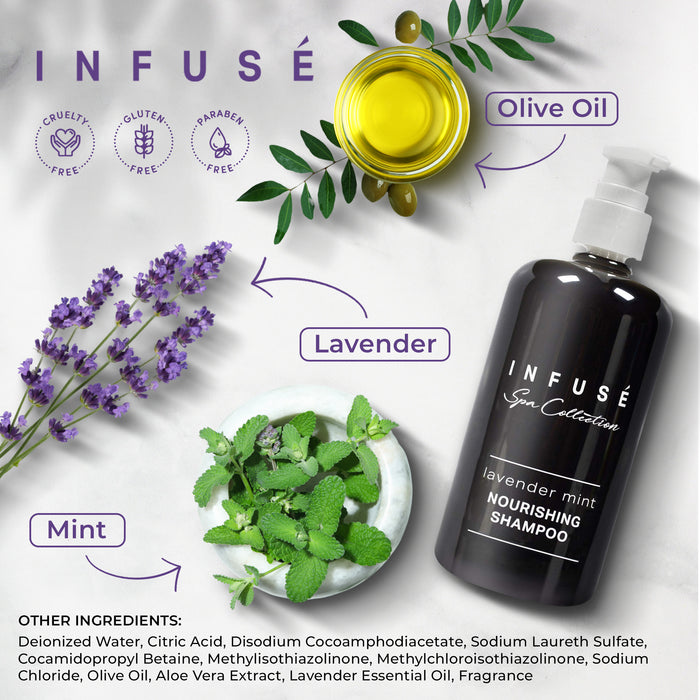 Infuse Lavender Mint Shampoo | Spa Collection | Hotel Amenities in Pump Bottle | 10.14 oz. / 300 ml (Single Bottle))