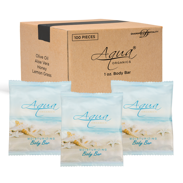 Aqua Organics Bar Soap, Travel Size Beach Hotel Amenities, 1 oz (Case of 100)
