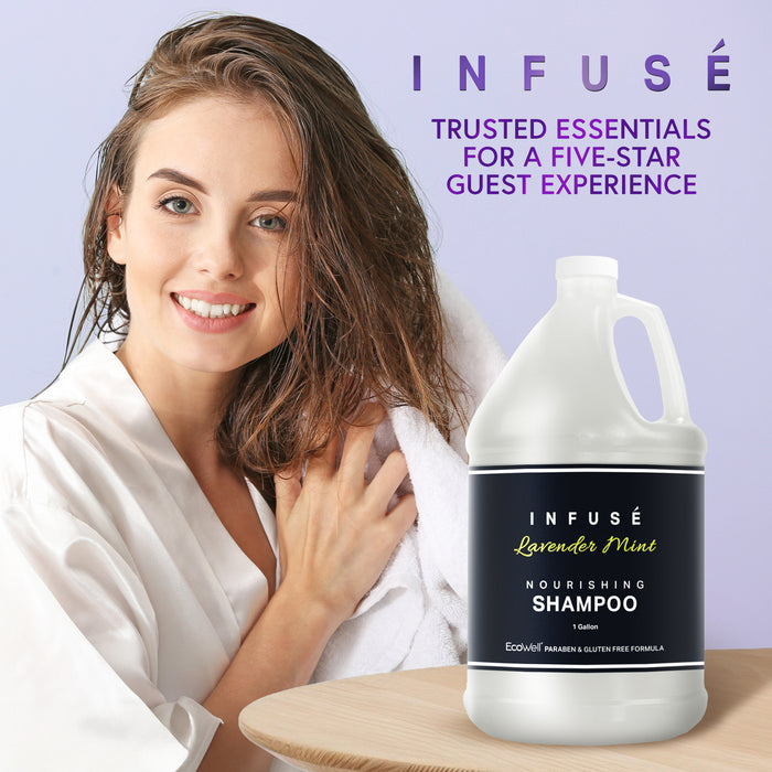 Shampoo | Infuse Lavender Mint Hotel | 1 Gallon | For Hospitality & Vacation Rentals to Refill Dispensers | (Single Gallon)