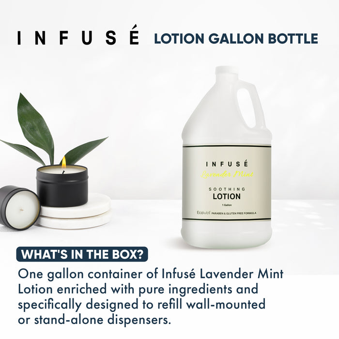 Lotion | Infuse Lavender Mint Hotel | 1 Gallon | For Hospitality & Vacation Rentals to Refill Dispensers | (Single Gallon)