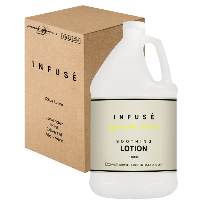 Lotion | Infuse Lavender Mint Hotel | 1 Gallon | For Hospitality & Vacation Rentals to Refill Dispensers | (Single Gallon)