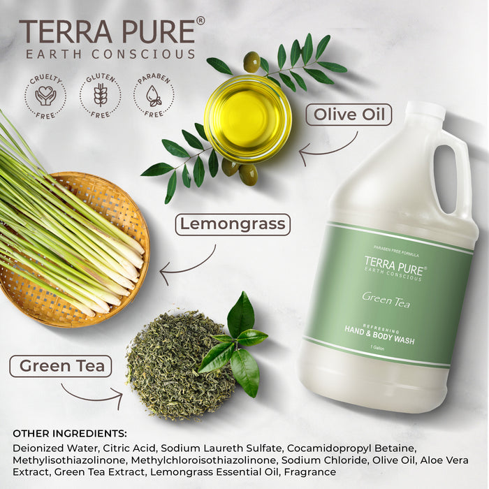 Terra Pure Hotel Body Wash / Hand Soap | Four Gallons | Designed to Refill Soap Dispensers | by Terra Pure (Set of 4)