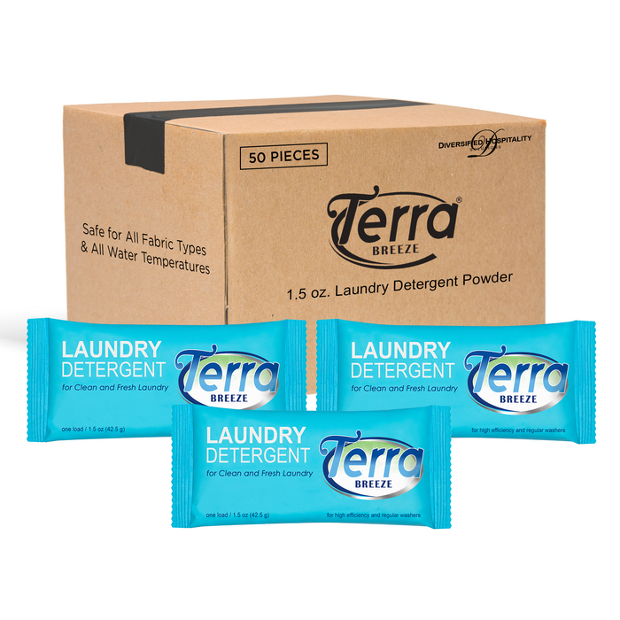 Terra Breeze Laundry Detergent Powder - 1.5 oz Individually Wrapped Packet (Case of 50)