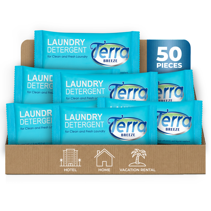 Terra Breeze Laundry Detergent Powder - 1.5 oz Individually Wrapped Packet (Case of 50)
