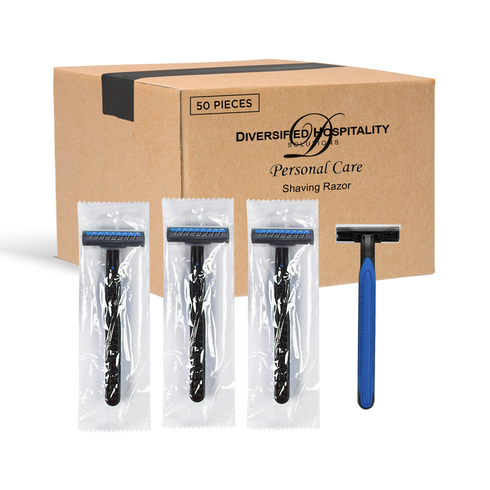 Double Blade Shaving Razor | Individually Wrapped | Disposable for Hotel & Hospitality (Case of 50)