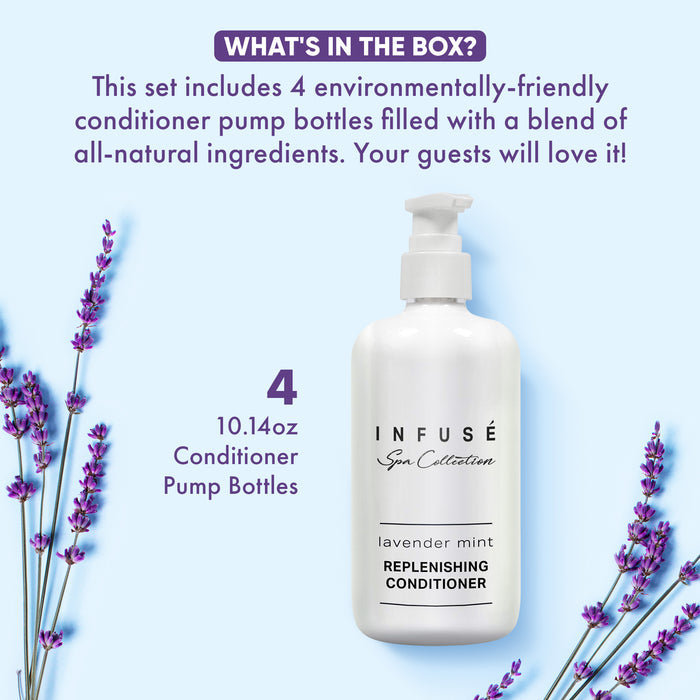 Infuse Lavender Mint Conditioner | Spa Collection | Hotel Amenities in Pump Bottle | 10.14 oz. / 300 ml (4 Bottles)