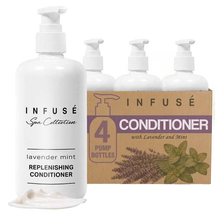 Infuse Lavender Mint Conditioner | Spa Collection | Hotel Amenities in Pump Bottle | 10.14 oz. / 300 ml (4 Bottles)