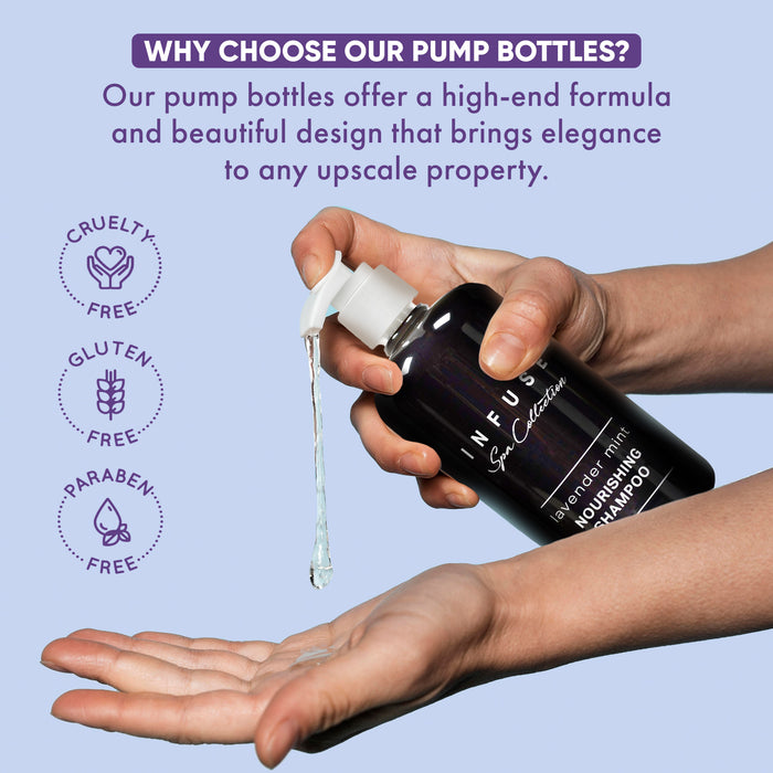 Infuse Lavender Mint Shampoo | Spa Collection | Hotel Amenities in Pump Bottle | 10.14 oz. / 300 ml (4 Bottles)
