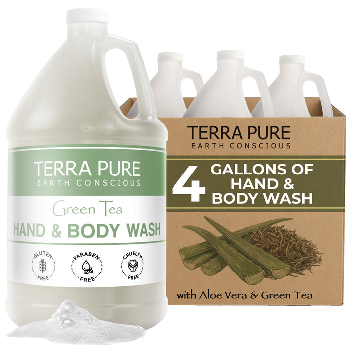 Terra Pure Hotel Body Wash / Hand Soap | Four Gallons | Designed to Refill Soap Dispensers | by Terra Pure (Set of 4)