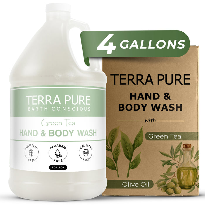 Terra Pure Hotel Body Wash / Hand Soap | Four Gallons | Designed to Refill Soap Dispensers | by Terra Pure (Set of 4)