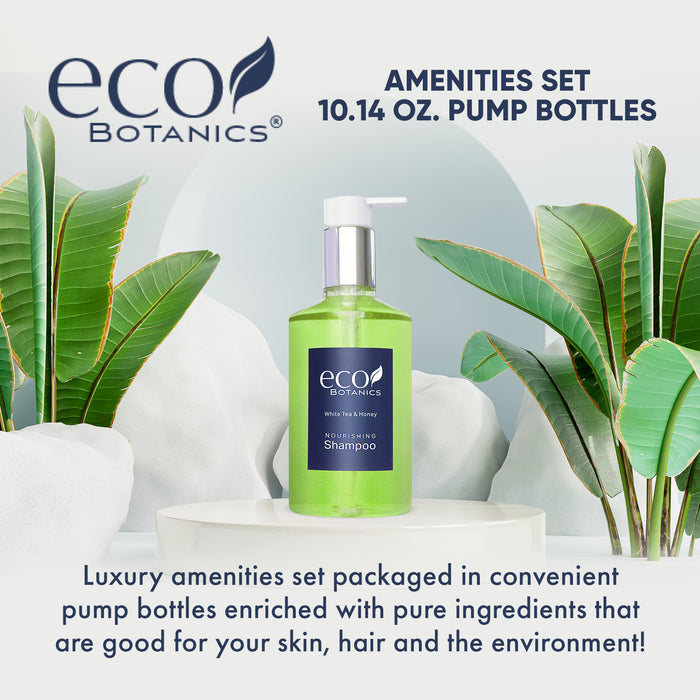 Eco Botanics Shampoo, White Tea & Honey Retail Size Hotel Amenities, 10.14 oz. (Case of 24)