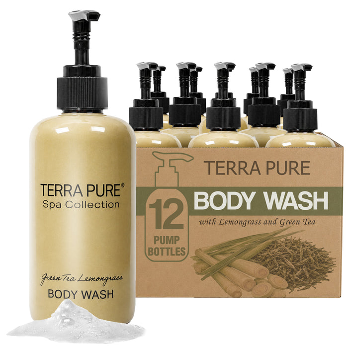 Terra Pure Body Wash | Spa Collection | Hotel Amenities in Pump Bottle | 10.14 oz. / 300 ml (Case of 12)