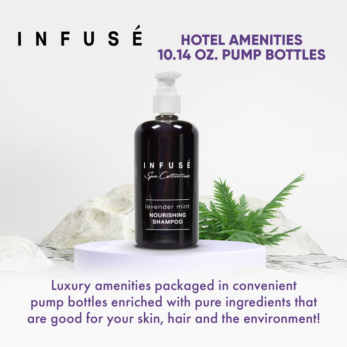 Infuse Lavender Mint Shampoo | Spa Collection | Hotel Amenities in Pump Bottle | 10.14 oz. / 300 ml (Case of 12)