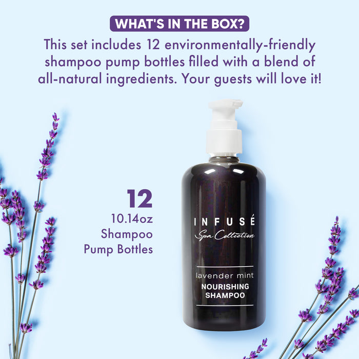 Infuse Lavender Mint Shampoo | Spa Collection | Hotel Amenities in Pump Bottle | 10.14 oz. / 300 ml (Case of 12)