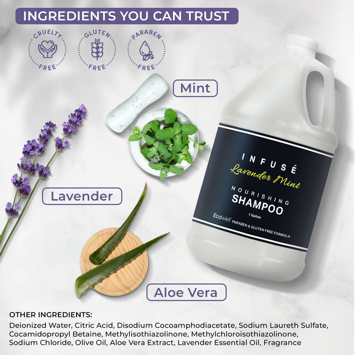 Shampoo | Infuse Lavender Mint Hotel | 1 Gallon | For Hospitality & Vacation Rentals to Refill Dispensers | (4 Gallons)