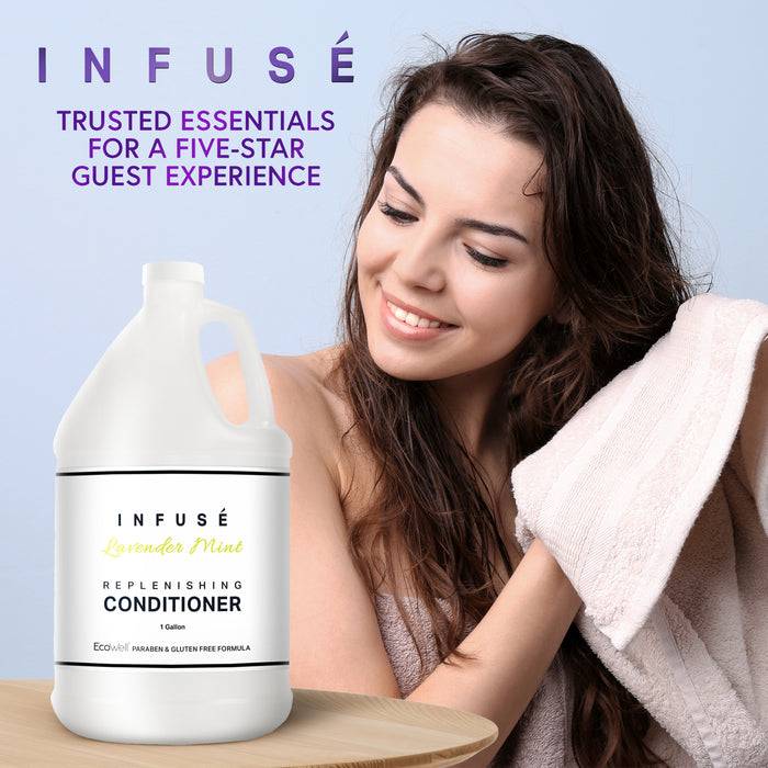 Terra Pure Infuse Lavender Mint Hotel Conditioner | 1 Gallon | For Hospitality & Vacation Rentals to Refill Dispensers | (4 Gallons)