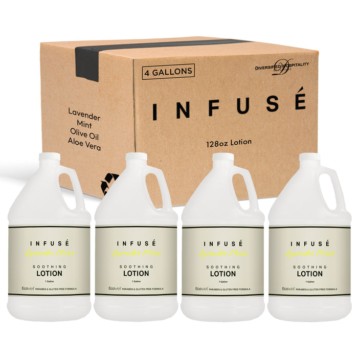 Lotion | Infuse Lavender Mint Hotel | 1 Gallon | for Hospitality & Vacation Rentals to Refill Dispensers | (4 Gallons)