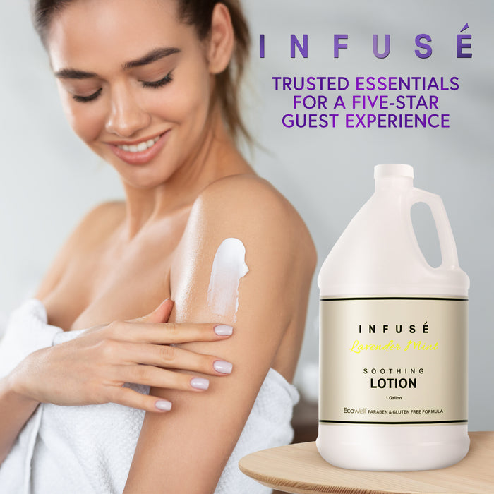Lotion | Infuse Lavender Mint Hotel | 1 Gallon | For Hospitality & Vacation Rentals to Refill Dispensers | (Single Gallon)