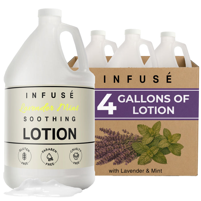 Lotion | Infuse Lavender Mint Hotel | 1 Gallon | for Hospitality & Vacation Rentals to Refill Dispensers | (4 Gallons)