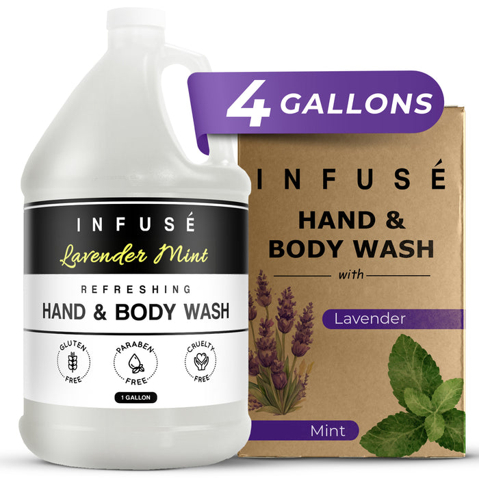 Hand/Body Wash | Infuse Lavender Mint Hotel | 1 Gallon | For Hospitality & Vacation Rentals to Refill Dispensers | (4 Gallons)