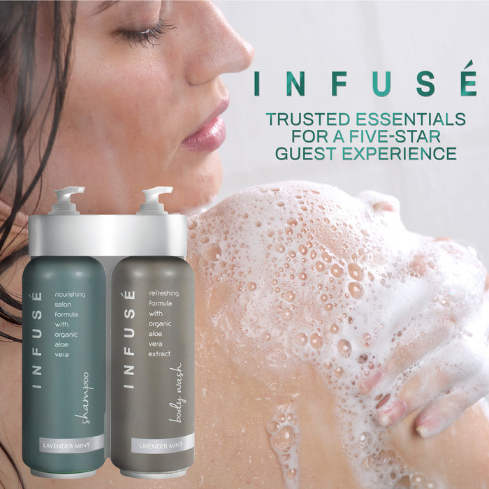Acquavera Double Bracket (Silver) with Infuse Lavender Mint Shampoo and Body Wash