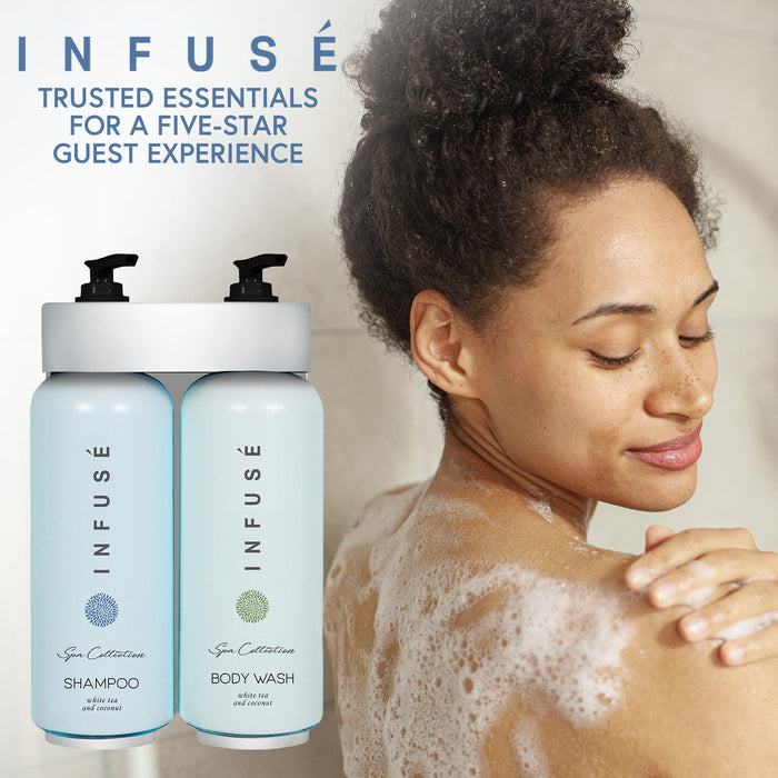 Acquavera Double Bracket (Silver) with Infuse White Tea and Coconut Shampoo and Body Wash