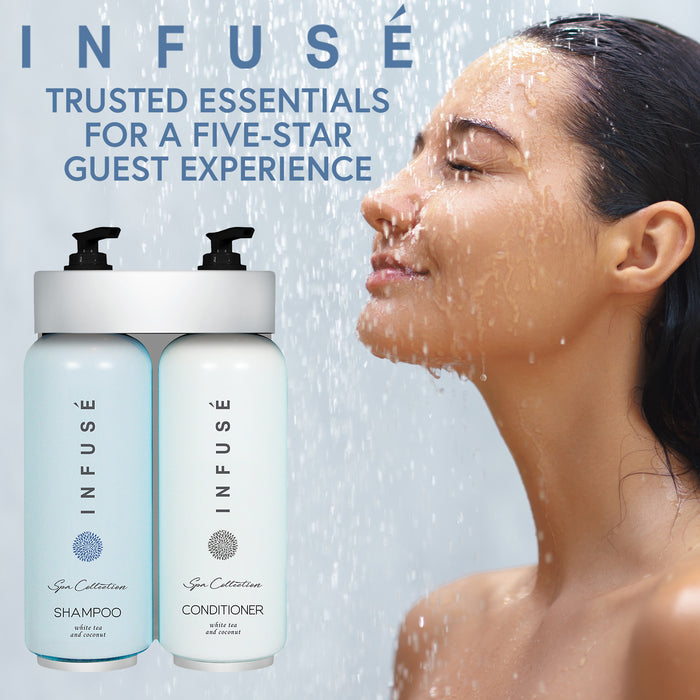 Acquavera Double Bracket (Silver) with Infuse White Tea and Coconut Shampoo and Conditioner