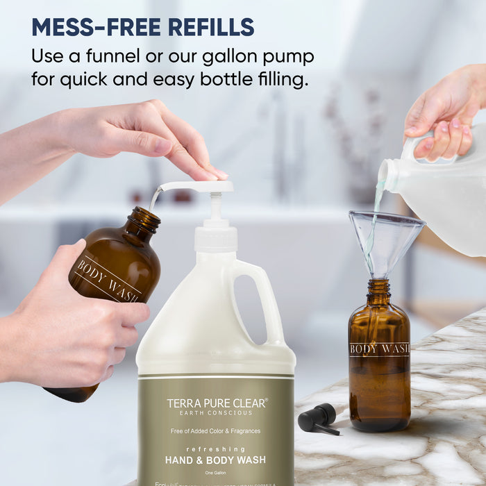 Terra Pure Clear Color and Fragrance Free Gallon Size Hand & Body Wash (1 Case)