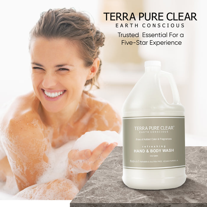 Terra Pure Clear Color and Fragrance Free Gallon Size Hand & Body Wash (1 Case)
