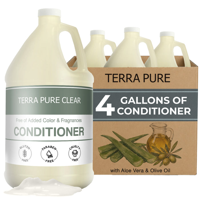 Terra Pure 1-Shoppe Clear Color and Fragrance Free Gallon Size Conditioner | 4 Gallons