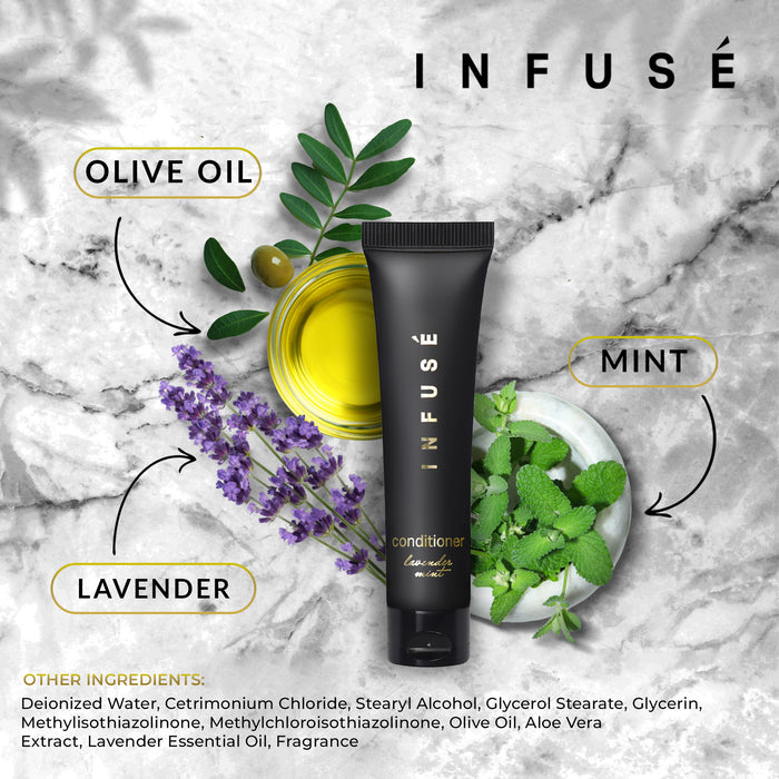 Infuse Black Hotel Toiletries Bulk, Amenities for Guest Hospitality, Motel, AirBnB, Gym, Luxury, Airport | Travel-Size Hotel Conditioner 1 oz (Case of 20)