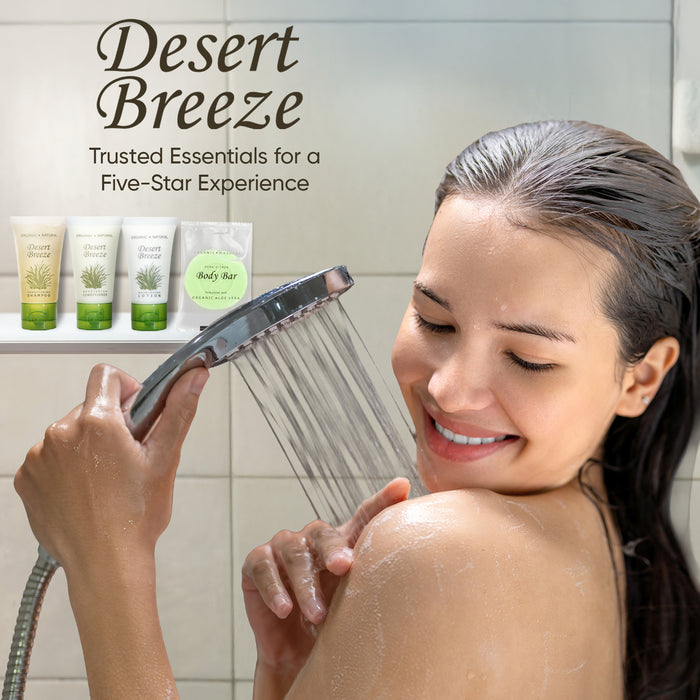 Desert Breeze Hotel Soaps and Toiletries Bulk Set | 1-Shoppe All-In-Kit Amenities for Hotels & Airbnb | 1 oz Hotel Shampoo, Conditioner & Lotion, 1 oz Bar Soap Travel Size | 200 Pieces