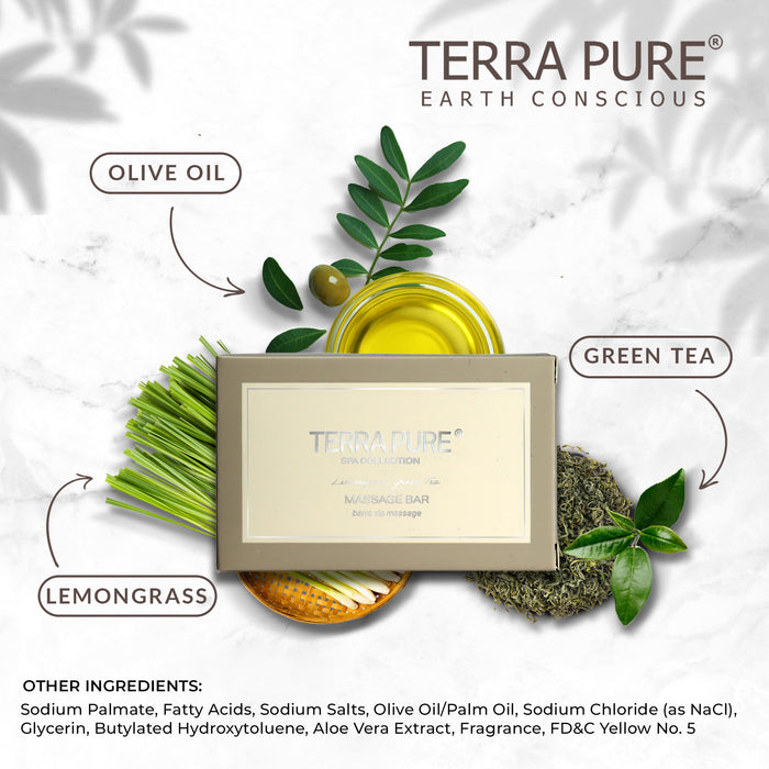 Terra Pure Spa Collection Bulk Set Toiletries | Amenities for Guest Hospitality, Vacation Rental Properties, AirBnBs, Gyms, Airport |Luxury Travel-Size Hotel Massage Bar Wash 1 oz (Case of 100)