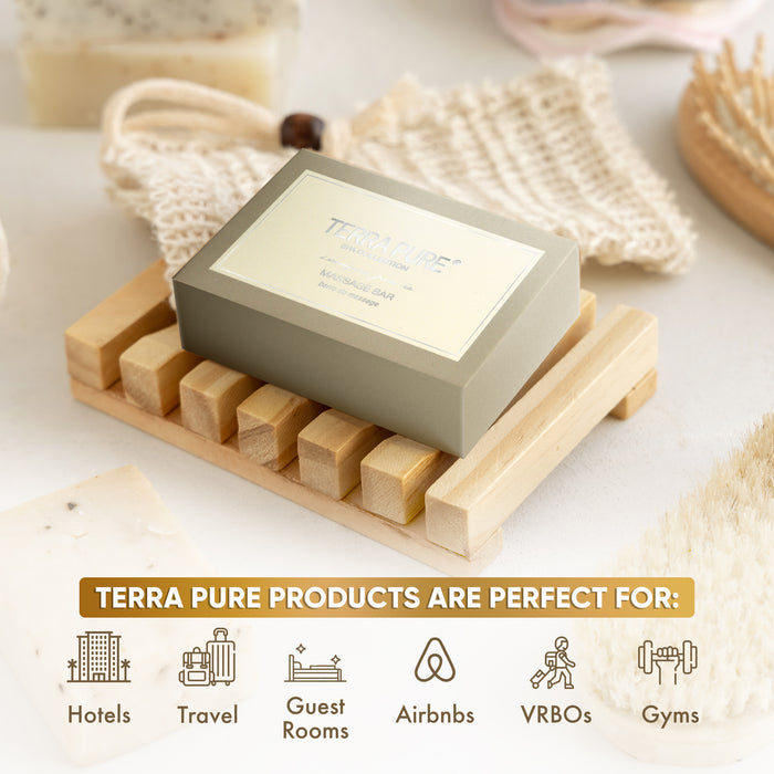 Terra Pure Spa Collection Bulk Set Toiletries | Amenities for Guest Hospitality, Vacation Rental Properties, AirBnBs, Gyms, Airport |Luxury Travel-Size Hotel Massage Bar Wash 1 oz (Case of 100)