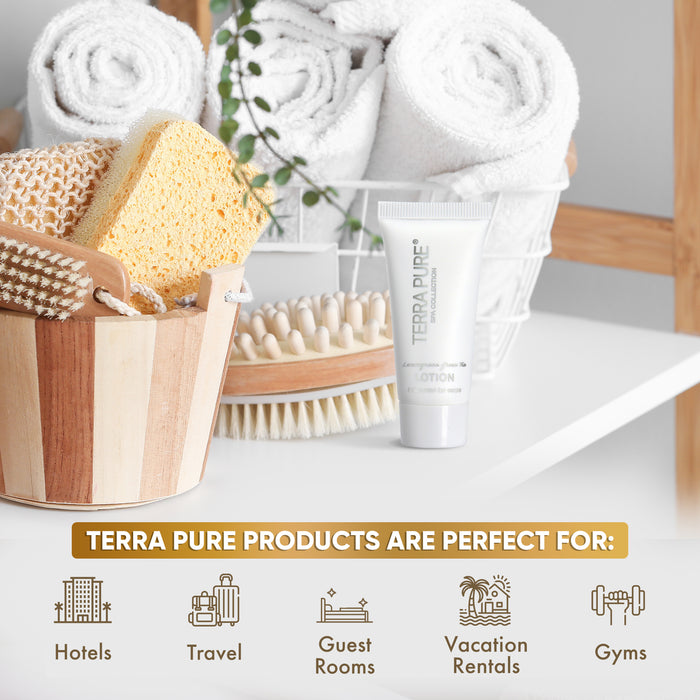 Terra Pure Spa Collection Bulk Set Toiletries | Amenities for Guest Hospitality, Vacation Rental Properties, AirBnBs, Gyms, Airport |Luxury Travel-Size Hotel Lotion 0.85 oz Tubes (Case of 300)