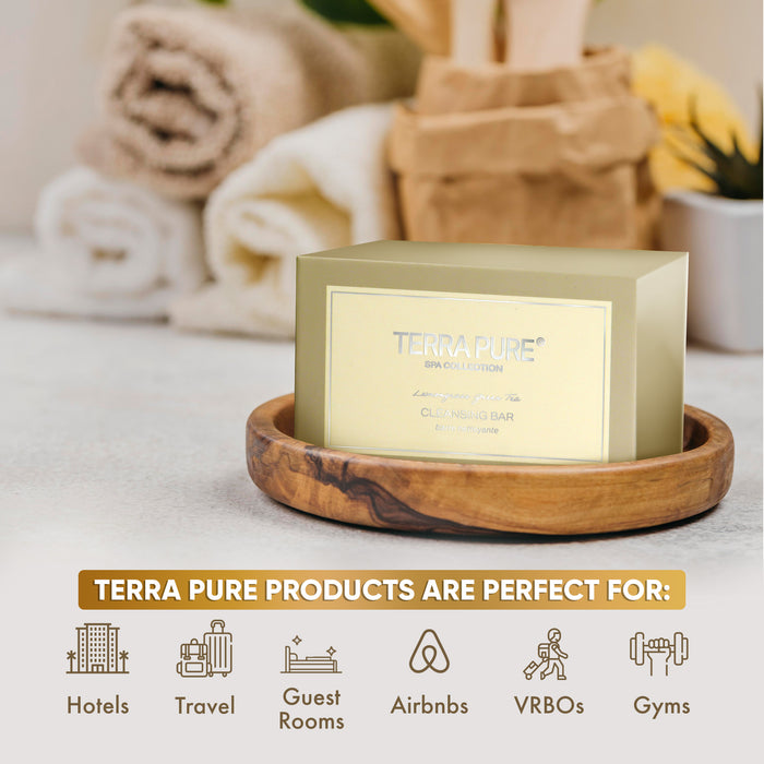 Terra Pure Spa Collection Bulk Set Toiletries | Amenities for Guest Hospitality, Vacation Rental Properties, AirBnBs, Gyms, Airport |Luxury Travel-Size Hotel Cleansing Bar Wash .7 oz (Case of 100)