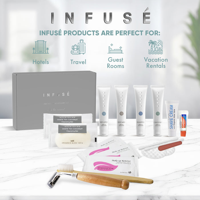 Infuse Amenity & Accessory Kit | 1 oz Travel Size Shampoo, Conditioner ...