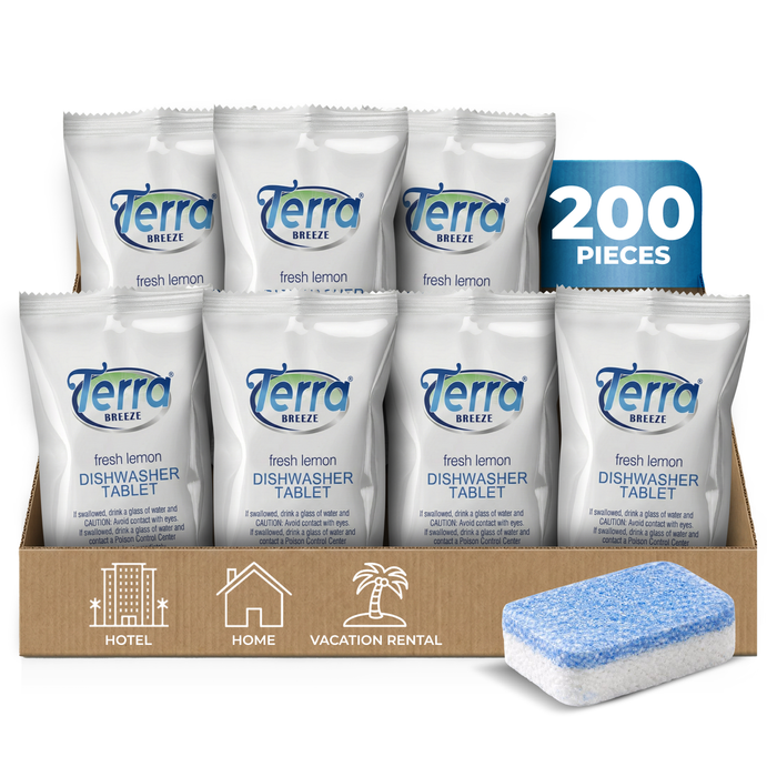 Terra Breeze 200-Count Dishwasher Detergent Pods, Bulk Hotel Supplies